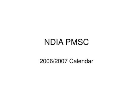 NDIA PMSC 2006/2007 Calendar.