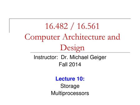 / Computer Architecture and Design