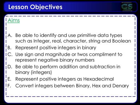 Lesson Objectives Aims