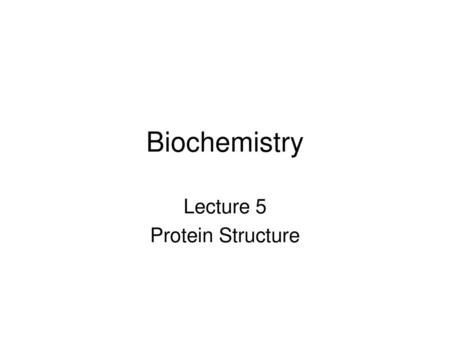 Lecture 5 Protein Structure