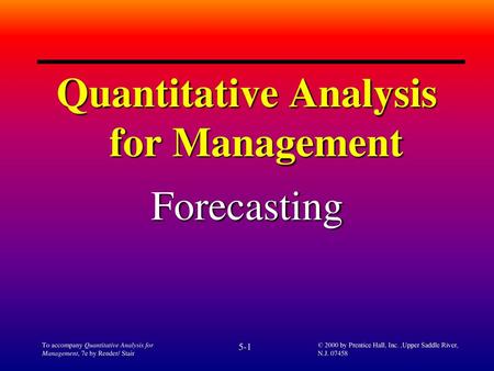 Quantitative Analysis for Management