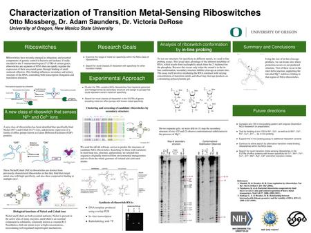 Characterization of Transition Metal-Sensing Riboswitches