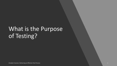 What is the Purpose of Testing?