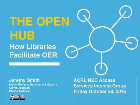 THE OPEN HUB How Libraries Facilitate OER Jeremy Smith