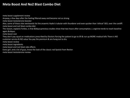 Meta Boost And No2 Blast Combo Diet