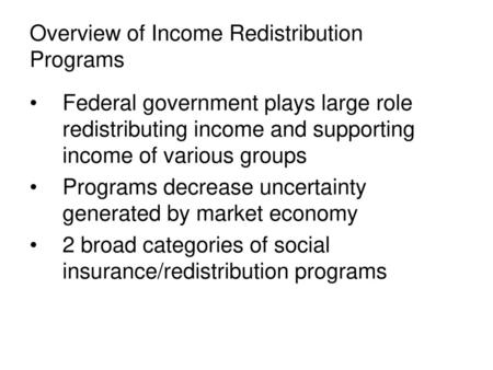 Overview of Income Redistribution Programs