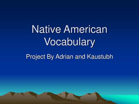 Native American Vocabulary