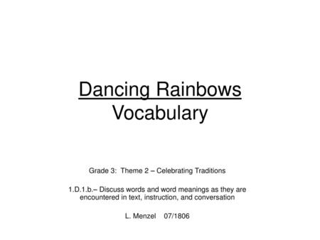 Dancing Rainbows Vocabulary