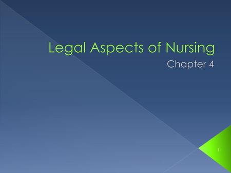 Legal Aspects of Nursing