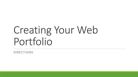 Creating Your Web Portfolio