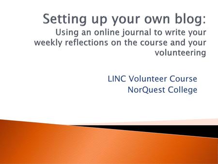 LINC Volunteer Course NorQuest College