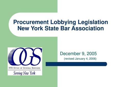 Procurement Lobbying Legislation New York State Bar Association