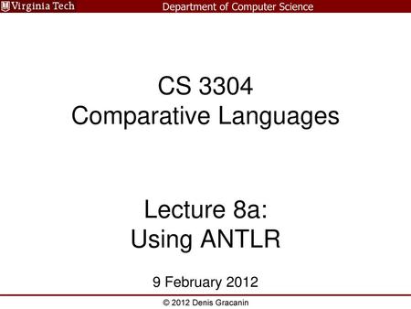 CS 3304 Comparative Languages