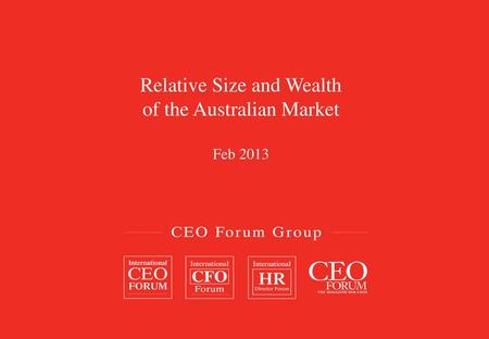 Relative Size and Wealth of the Australian Market