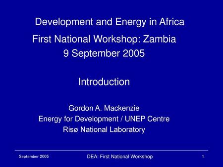 Development and Energy in Africa