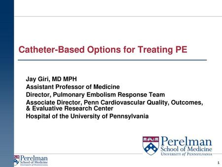 Catheter-Based Options for Treating PE