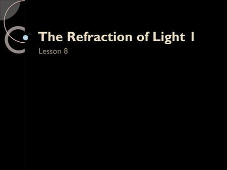 The Refraction of Light 1