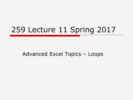 Advanced Excel Topics – Loops