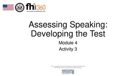 Assessing Speaking: Developing the Test