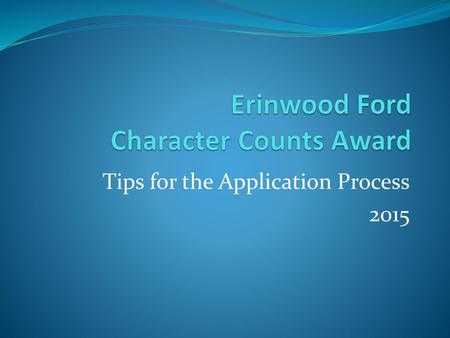 Erinwood Ford Character Counts Award