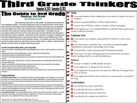 This Week's Learning Targets