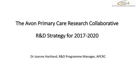 Dr Joanne Hartland, R&D Programme Manager, APCRC