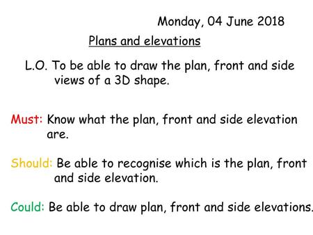 Monday, 04 June 2018 Plans and elevations