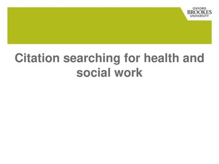 Citation searching for health and social work