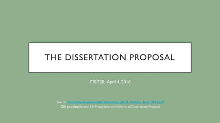 the Dissertation proposal