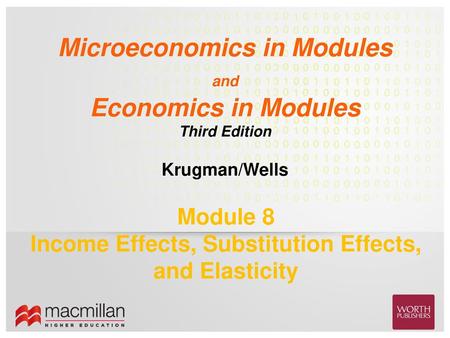 Module 8 Income Effects, Substitution Effects, and Elasticity