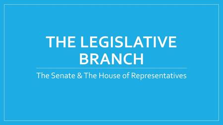 The Legislative Branch