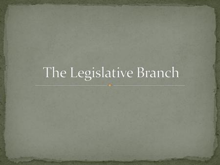 The Legislative Branch