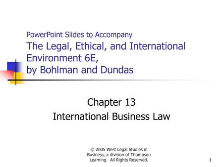 Chapter 13 International Business Law