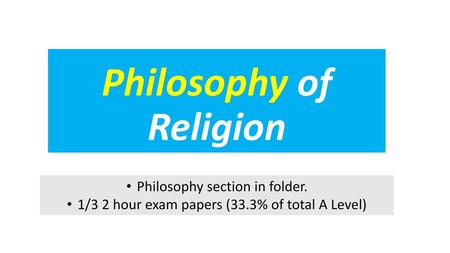 Philosophy of Religion