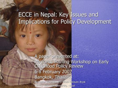 ECCE in Nepal: Key Issues and Implications for Policy Development