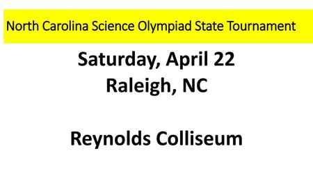 North Carolina Science Olympiad State Tournament