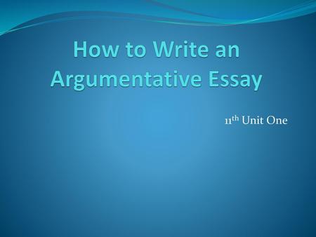 How to Write an Argumentative Essay