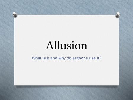 What is it and why do author’s use it?