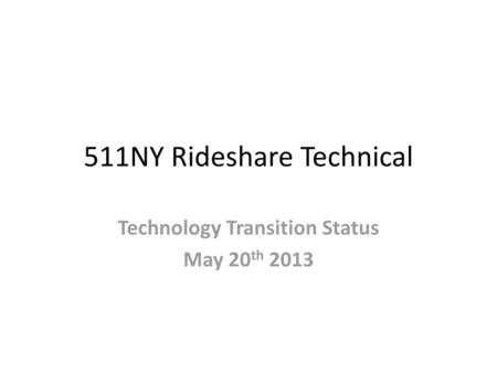 511NY Rideshare Technical