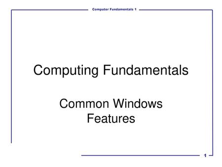 Computing Fundamentals