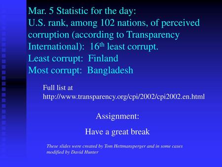 Mar. 5 Statistic for the day: U. S