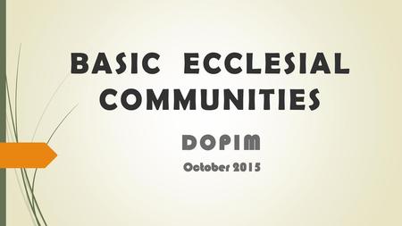 BASIC ECCLESIAL COMMUNITIES