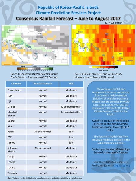 Consensus Rainfall Forecast – June to August 2017