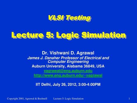 VLSI Testing Lecture 5: Logic Simulation