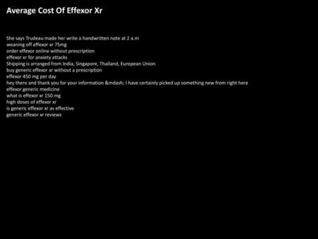 Average Cost Of Effexor Xr