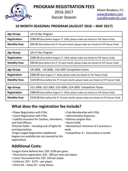 PROGRAM REGISTRATION FEES