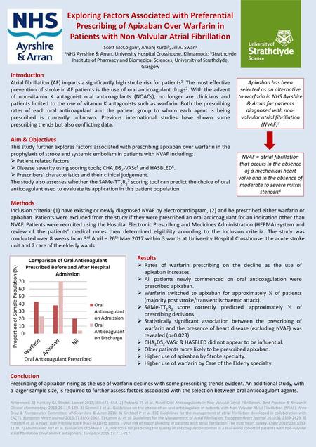 Exploring Factors Associated with Preferential Prescribing of Apixaban Over Warfarin in Patients with Non-Valvular Atrial Fibrillation Scott McColgana,