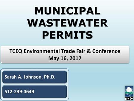 MUNICIPAL WASTEWATER PERMITS