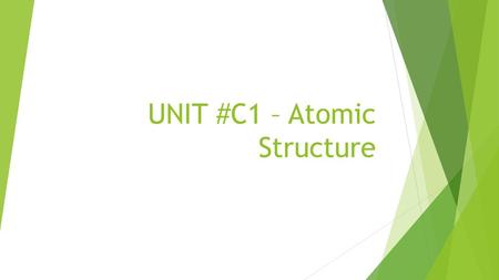 UNIT #C1 – Atomic Structure