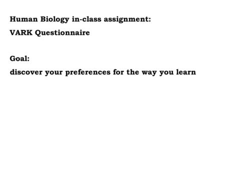 Human Biology in-class assignment: